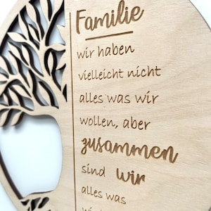Baum des Lebens Holz. Lebensbaum. Familie Geschenk. Familienspruch