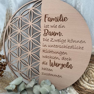 Lebensblume Holz. Spruch Familie. Geschenk Mama Oma Freundin