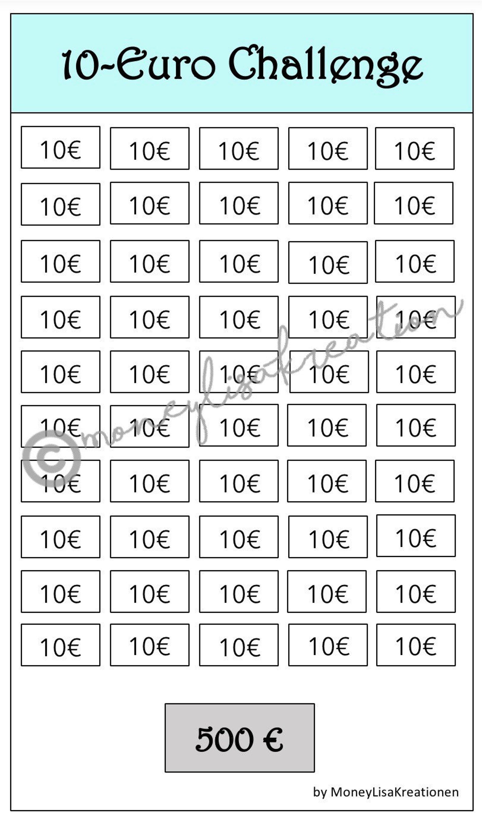 10-euro Sparchallenge Tracker - Etsy