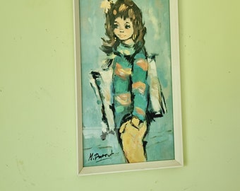 Vintage 60's Framed Print Bright Youth Art Painting Dupont Maurice Mid Century Wall Art