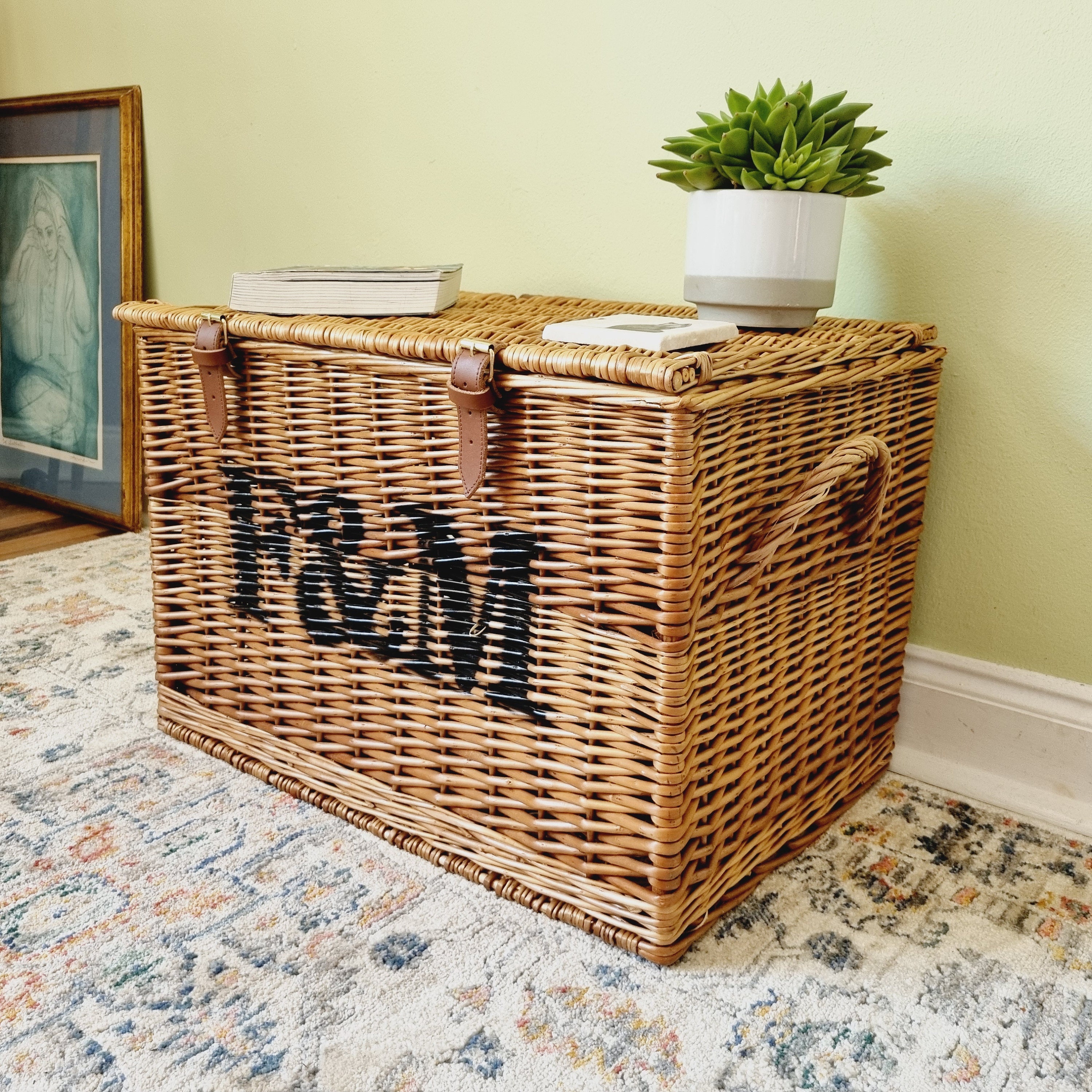 FORTNUM & MAISON バスケット(ボックス) Large Fortnum and Mason F M Wicker Hamper Basket Trunk Toy