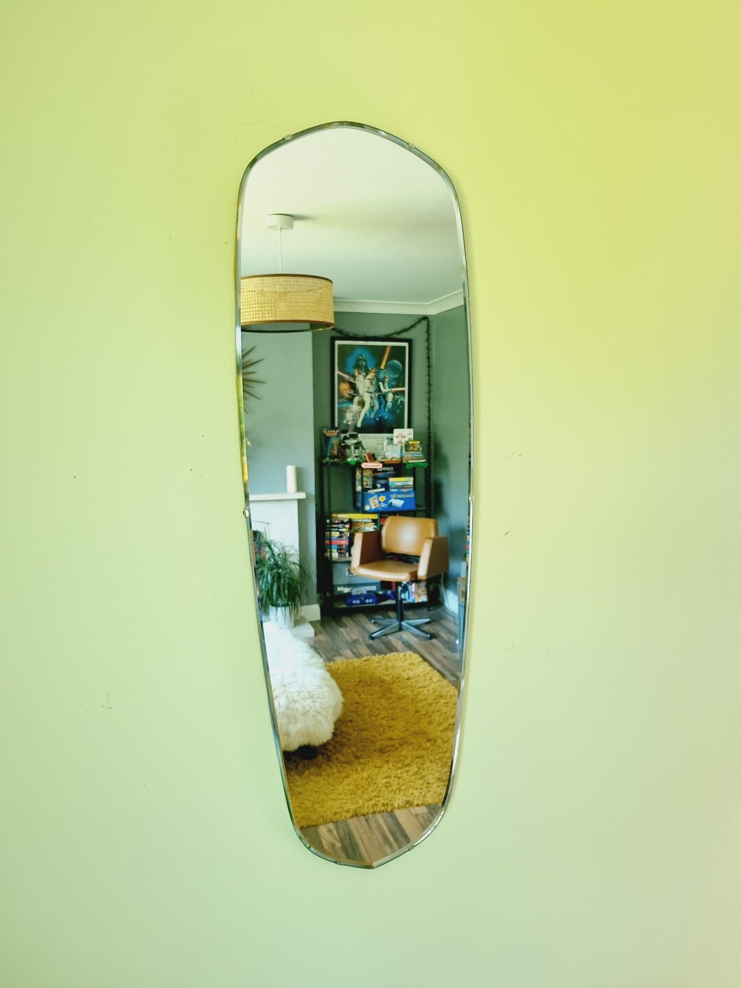 Vintage Long Wall Mirror Frameless Bevelled Edges Vertical 90 Etsy UK