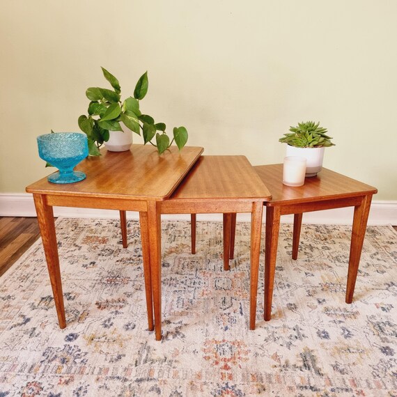 Mid Century Nest of Tables Teak Side Coffee End Tables Set of 3 British Retro Furniture Gordon Russell of Broadway Etsy
