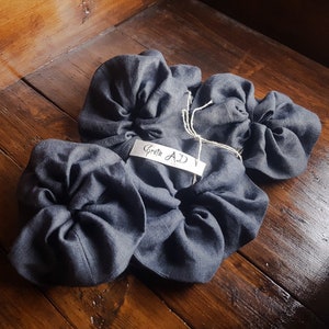 Flachs Haargummi, natürliches Leinen Scrunchie, Leinen Haarschmuck, Scrunchie, Leinen Haargummi, Großes Scrunchie, Graues Scrunchy