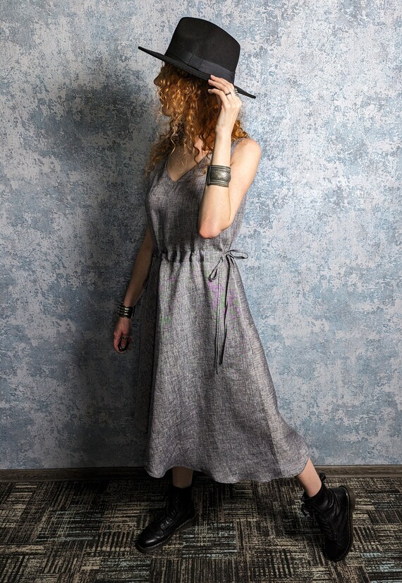 Asymmetrical Linen Midi Dress, Sleeveless Summer Clothing - Etsy