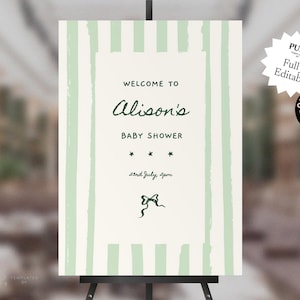 BABY SHOWER welcome sign template | boy, girl, gender neutral, baby shower sign | cute hand drawn stripe + handwritten | colorful | 0032