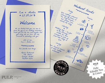 WEDDING WELCOME LETTER + timeline template | itinerary | welcome note | printable download | weekend events | handwritten hand drawn | 0024