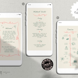 BIENVENIDA DE BODA electrónica + Plantilla de CRONOGRAMA / texto de bienvenida / itinerario de boda / orden de eventos / carta telefónica / dibujado a mano / 0030