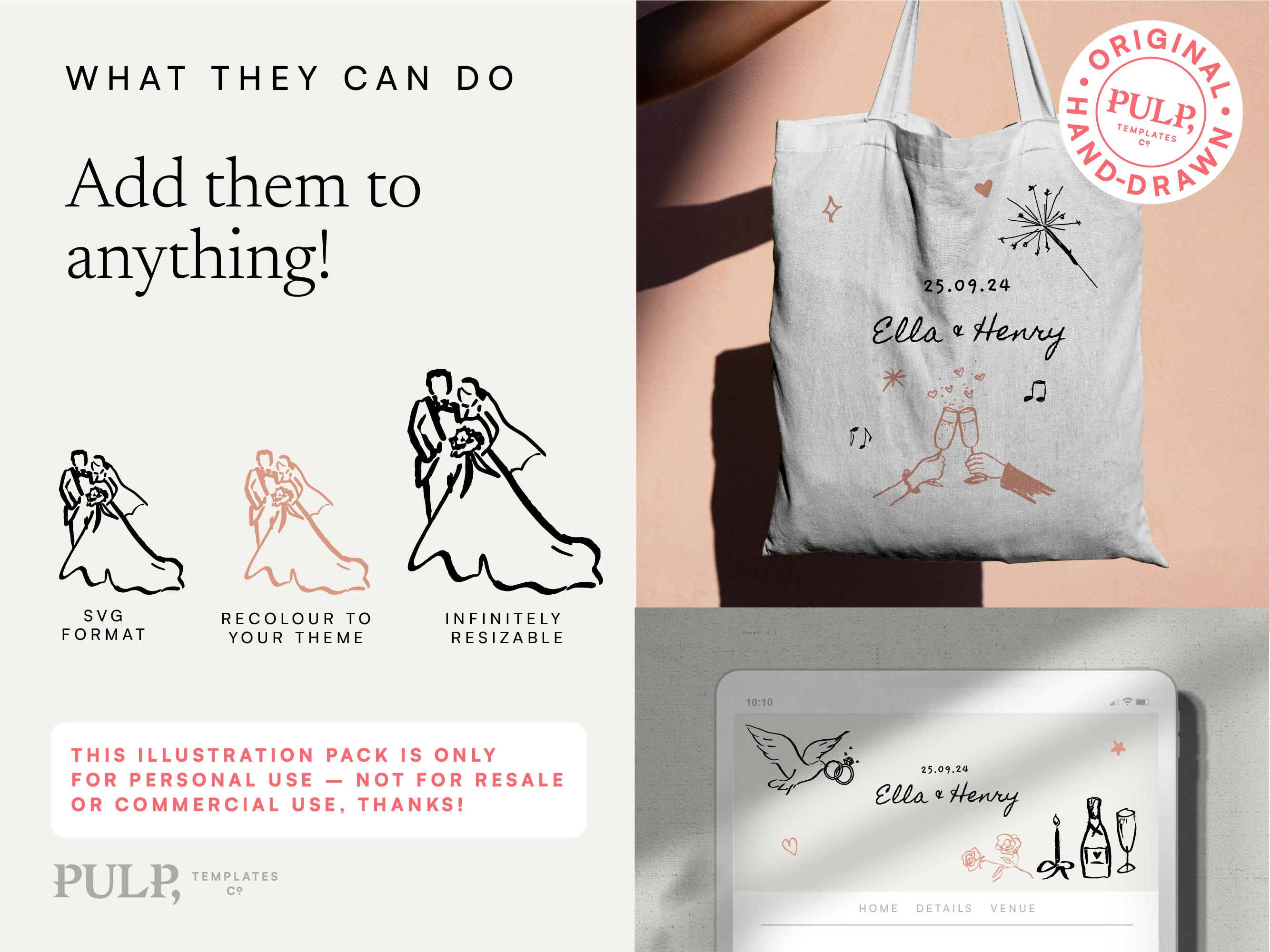 SVG Bundle of Hand Drawn Wedding Icon Illustrations - Etsy
