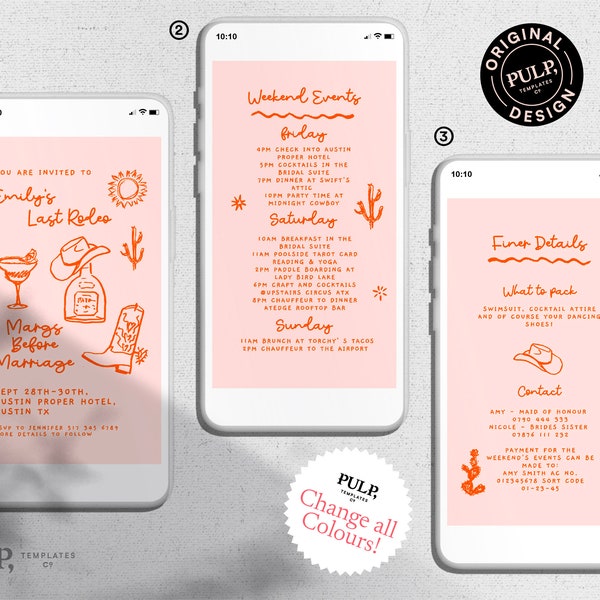 BACHELORETTE PARTY-EINLADUNG und Wochenend-Reiseplan | erinnern | Hühner | letzte Rodeo, Cowgirl Illustration | handgeschrieben | Spaß | 0024