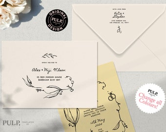 PRINTABLE ENVELOPE ADDRESS template | Italian mediterranean inspired illustration | wedding party invite | destination wedding | 0036