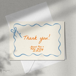 DANKESKARTE | bearbeitbare | Hochzeit Dankeskarte | personalisiertes Dankeschön | retro Jakobsmuschel wellige Kante danke | instant download |0015