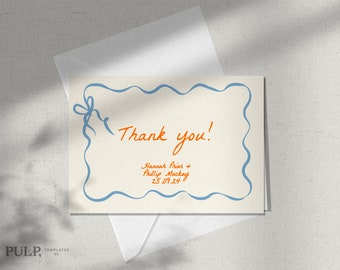 THANK YOU CARD | editable | wedding thank you card | personalized thank you | retro scallop wavy edge thank you  | instant download |0015