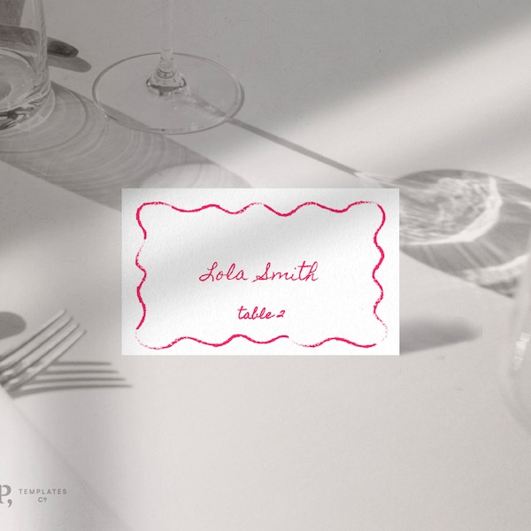 TABLE PLACE CARDS | wavy edge scallop wedding reception table place setting | simple place setting | name cards | table name cards| 0010