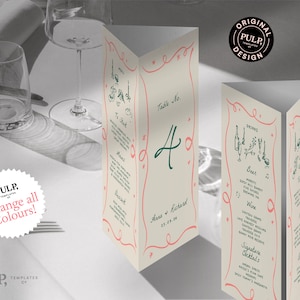TRIFOLD  MENU TEMPLATE | whimsical, funky , colorful |  handwritten & hand drawn | table number, bar menu, food menu | 0030