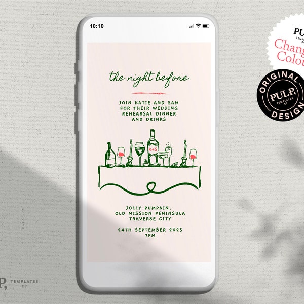 REHEARSAL DINNER EVITE template | dinner party | wedding rehearsal | whimsical, funky, hand drawn, handwritten | digital text invite | 0035