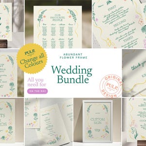 WEDDING on the day BUNDLE TEMPLATES | hand drawn & handwritten unique, fun, illustrated whimsical signage | pretty, floral, colorful | 0053