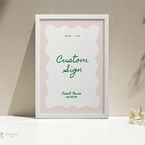 CUSTOM SIGN TEMPLATE | wavy scallop edge sign download | wedding sign | reception sign | diy printable template | baby/bridal shower | 0014