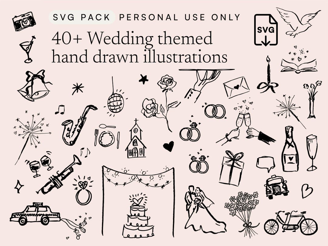 SVG Bundle of Hand Drawn Wedding Icon Illustrations - Etsy