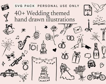 SVG bundle of hand drawn wedding icon Illustrations