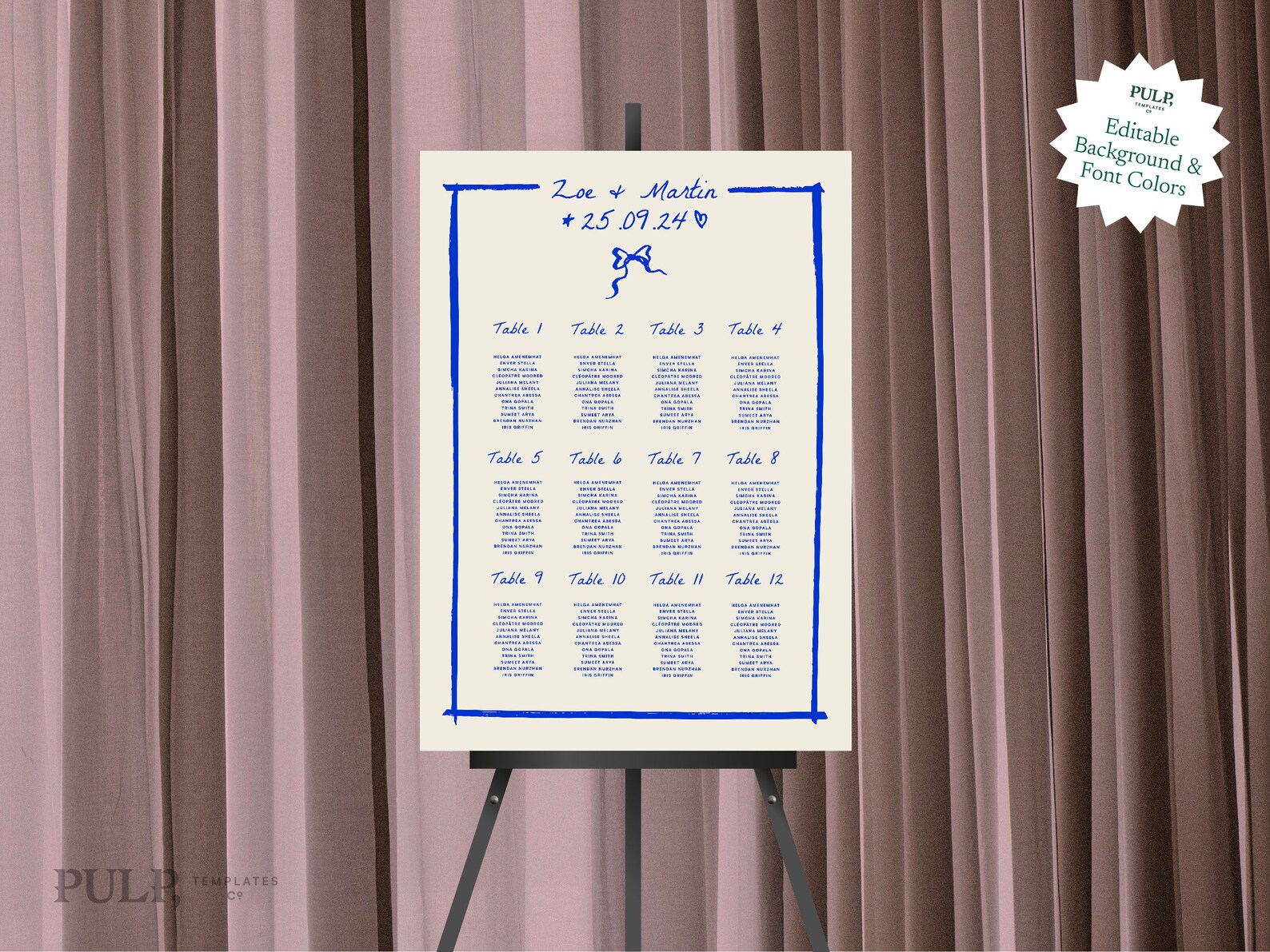SEATING CHART TEMPLATE | Colorful, Whimsical, Funky, Hand Drawn ...