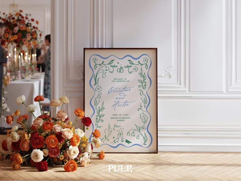 Cool Welcomesign WELCOME SIGN Template | Colorful, Whimsical, Funky Floral, Hand Drawn ...