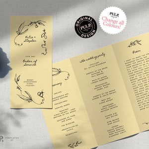 trifold WEDDING CEREMONY PROGRAM template | Italian destination wedding | handwritten & hand drawn | timeline | order of service | 0036
