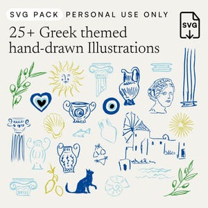SVG-bundel met handgetekende Griekse illustraties
