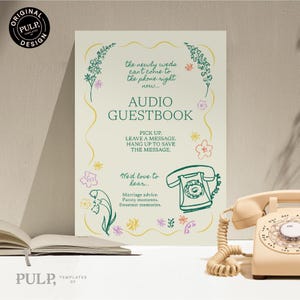 Sjabloon audio gastenboekbord | leuk bord met 'kan niet aan de telefoon komen' | 0053