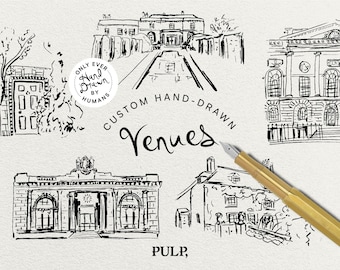 Kundenspezifische Hand gezeichnete Veranstaltungsort-Illustration