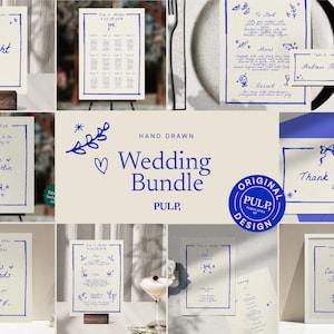 HOCHZEIT am Tag BUNDLE-VORLAGEN | Handgezeichnete und handgeschriebene Skizze illustrierte skurrile Beschilderung | Trendige bunte druckbare | 0024