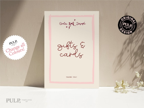 GIFT TABLE SIGN | quirky hand drawn illustration with  handwritten font | instant download | baby shower, bridal shower | 0038