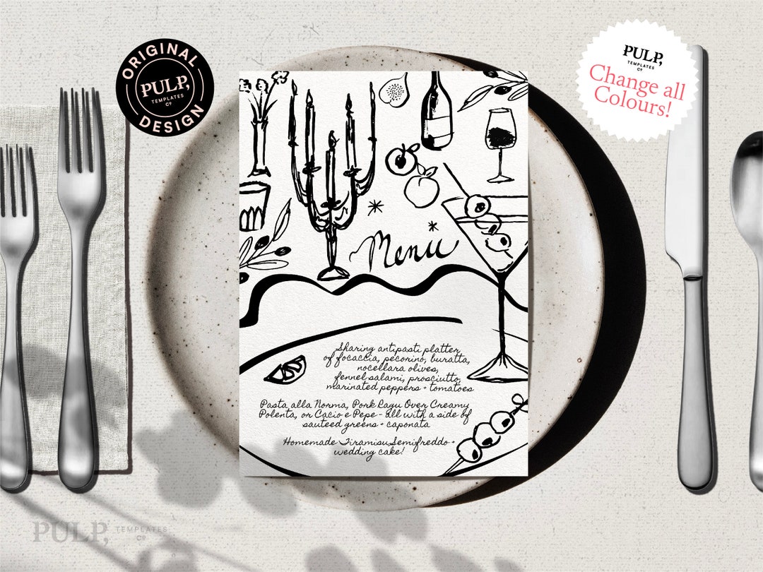 MENU TEMPLATE | Hand Drawn & Handwritten Scribble Illustrated Whimsical ...