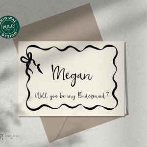 BRIDESMAID PROPOSAL CARD template | Will you be my bridesmaid? | Maid of Honor | personalize | printable digital download | 0021