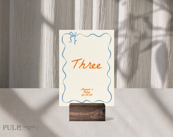 RECEPTION TABLE NUMBER | Ribbon Bow Scallop Wavy Edge Table Numbers, Reception Table Numbers, Wedding Table Number Cards, Table Number |0015