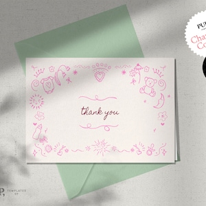 modèle CARTE DE REMERCIEMENT pour baby shower | adorable message de remerciement pour baby shower/sprinklage | téléchargement imprimable | doodle illustration dessinée à la main | 0033