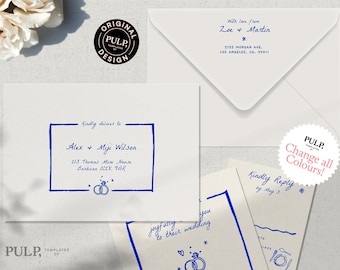 PRINTABLE ENVELOPE ADDRESS template | whimsical hand drawn illustration | wedding party invite | destination wedding | 0024