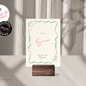 Vorlage für EMPFANGSTISCHNUMMERN | Hochzeitstisch | Skurrile, wellige, handgezeichnete Wildblumen| Handschriftliche und handgezeichnete Illustrationen | 0041