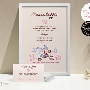 Teacup Raffle DIAPER RAFFLE Sign + Ticket TEMPLATE | Boy, Girl, Baby Shower Sign ...