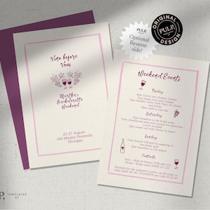 Bachelorette Party Invitation Template: Wine Weekend Itinerary (Digital) 0035