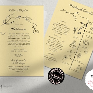 HOCHZEIT WILLKOMMENSBRIEF + Timeline-Vorlage | Reiseverlauf | Willkommensgruß | Italienisches Ziel | Wochenendveranstaltungen | handgeschrieben handgezeichnet | 0036