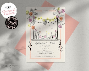 BIRTHDAY PARTY INVITE template | dinner party invitation | wedding rehearsal | whimsical, funky, hand drawn, handwritten | download | 0035