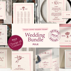WEDDING on the DAY BUNDLE | Simple Hand drawn & Handwritten scribble illustrated Whimsical Wedding Signage | Fun, Colorful, Printable | 0038