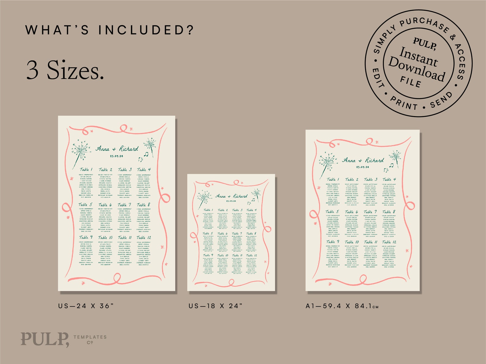SEATING CHART TEMPLATE | Colorful, Whimsical, Funky, Hand Drawn ...