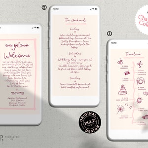 Elektronische HOCHZEIT WILLKOMMEN + TIMELINE Vorlage | Text Willkommen | Hochzeitsreise | Reihenfolge der Ereignisse | Telefonbuchstabe | handgezeichnet | 0039