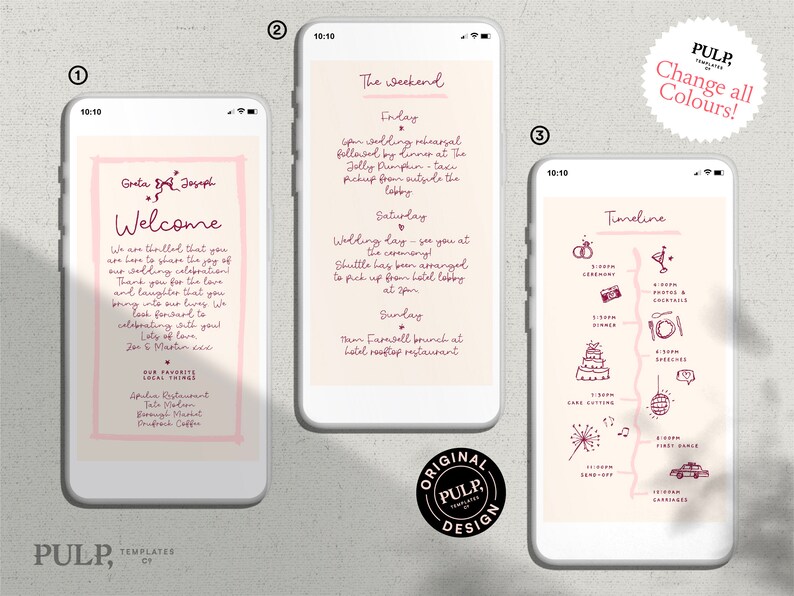 Electronic WEDDING WELCOME + TIMELINE Template | Text Welcome | Wedding ...