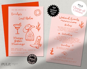 BACHELORETTE PARTY INVITATION Template | weekend Itinerary | hens | last rodeo, country western | Austin, Nashville | fun | 0024