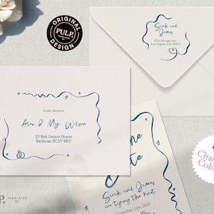 PRINTABLE ENVELOPE ADDRESS template | whimsical hand drawn illustration | wedding party invite | whimsical ribbon | 0041