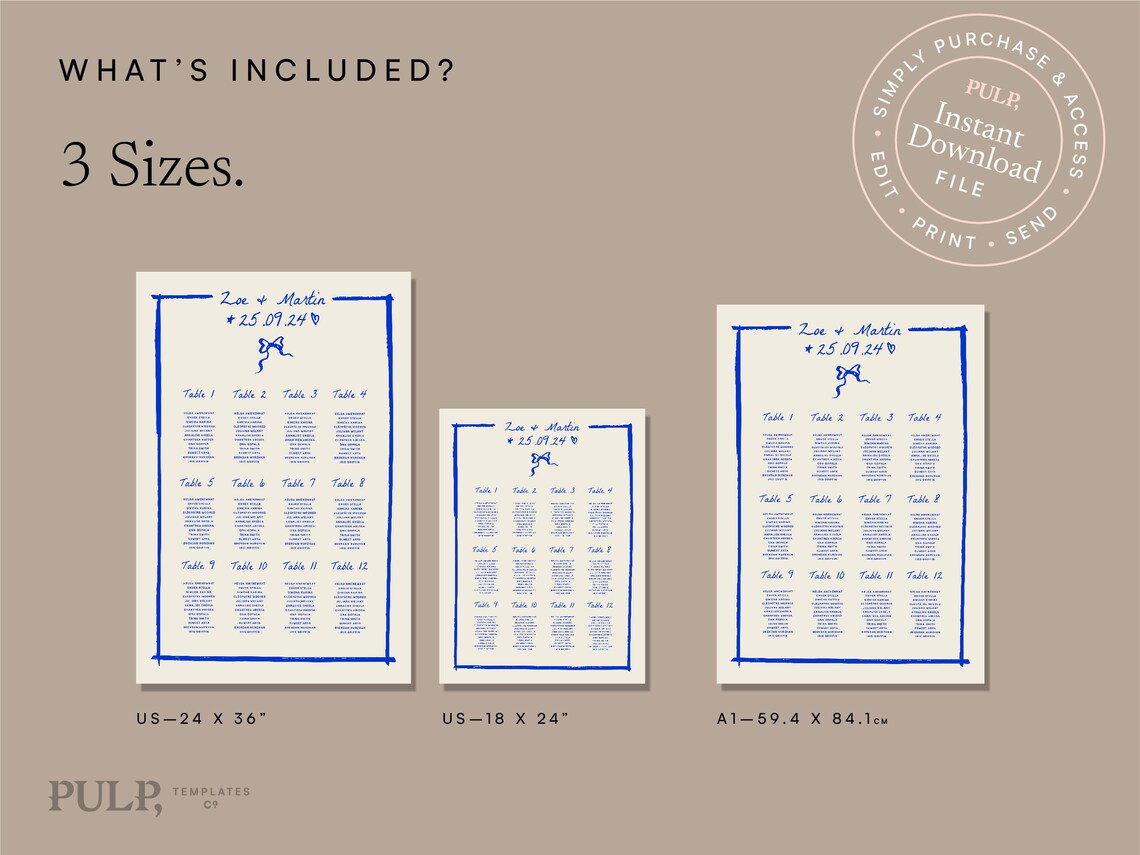 SEATING CHART TEMPLATE | Colorful, Whimsical, Funky, Hand Drawn ...