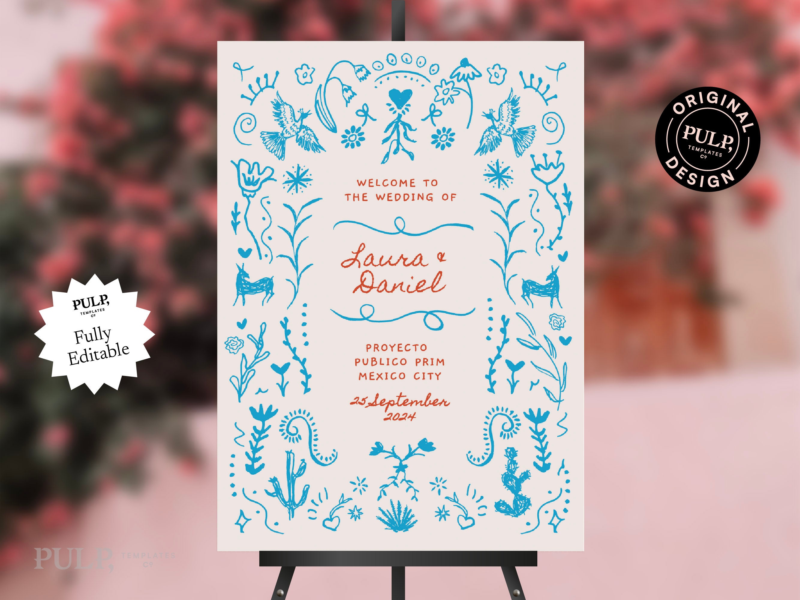 Bienvenidos wedding welcome sign template Mexico agave -  Portugal